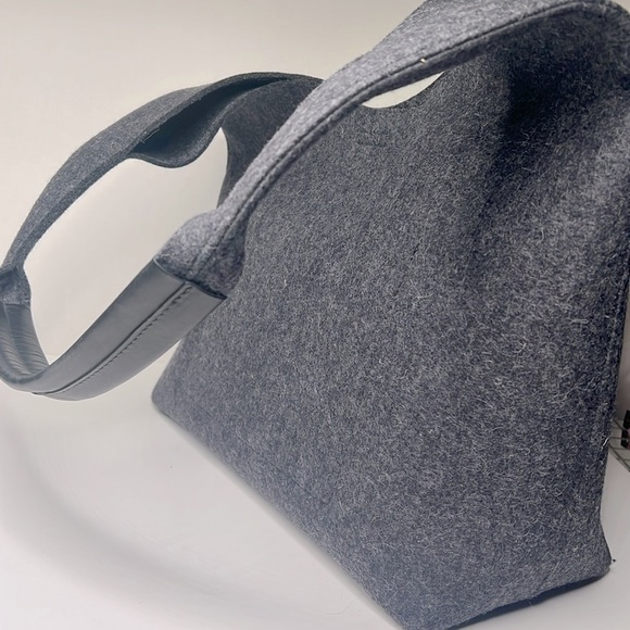 Graf Lantz Large Charcoal Gray Merino Felt Wool Raindrop Shoulder Tote Bag - Picture 7 of 14